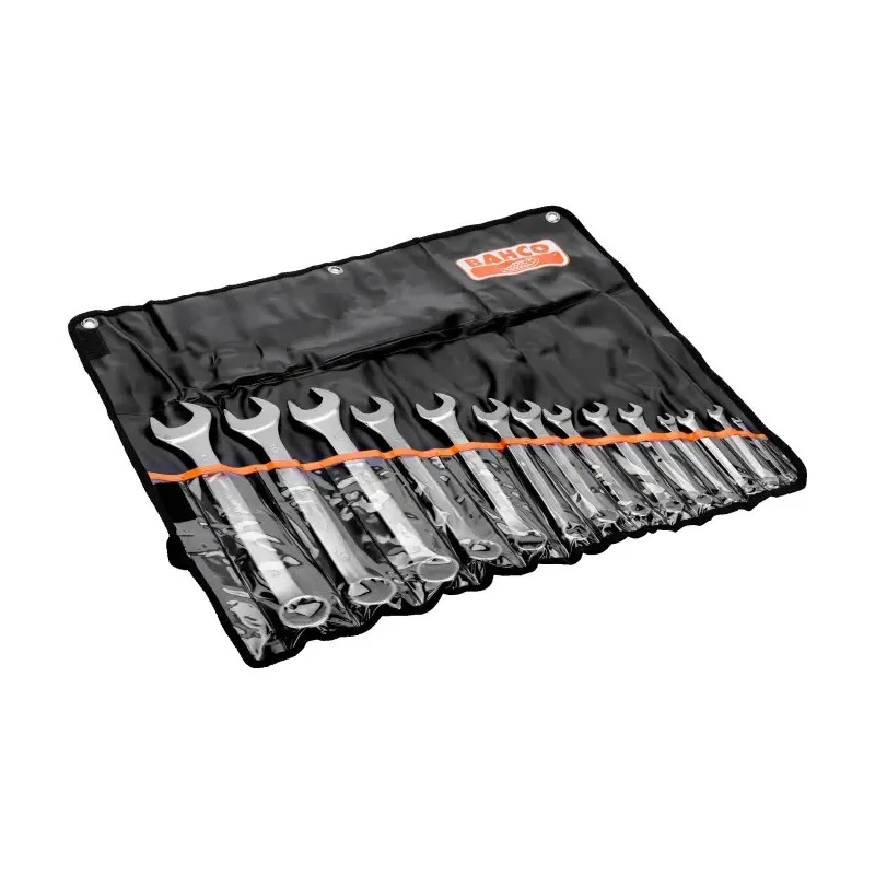 Bahco 14-Piece Combination Wrench Set, Alloy Steel, Chrome Plated, Sizes 6 to 32 mm 111M/14T