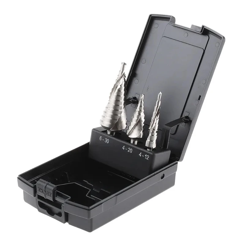 EXACT 3-Piece Step Drill Bit Set for Metal High Speed Steel, 4 mm to 30 mm 07004