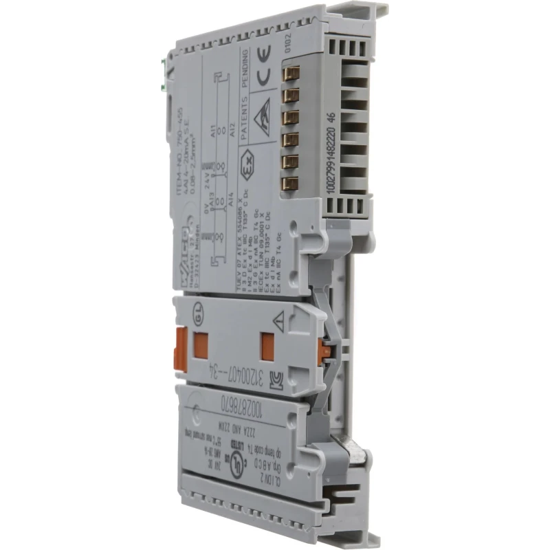 WAGO PLC I/O Module SYSMAC CJ Analogue Input 5V DC 4-Channel DIN Rail Mount 750455