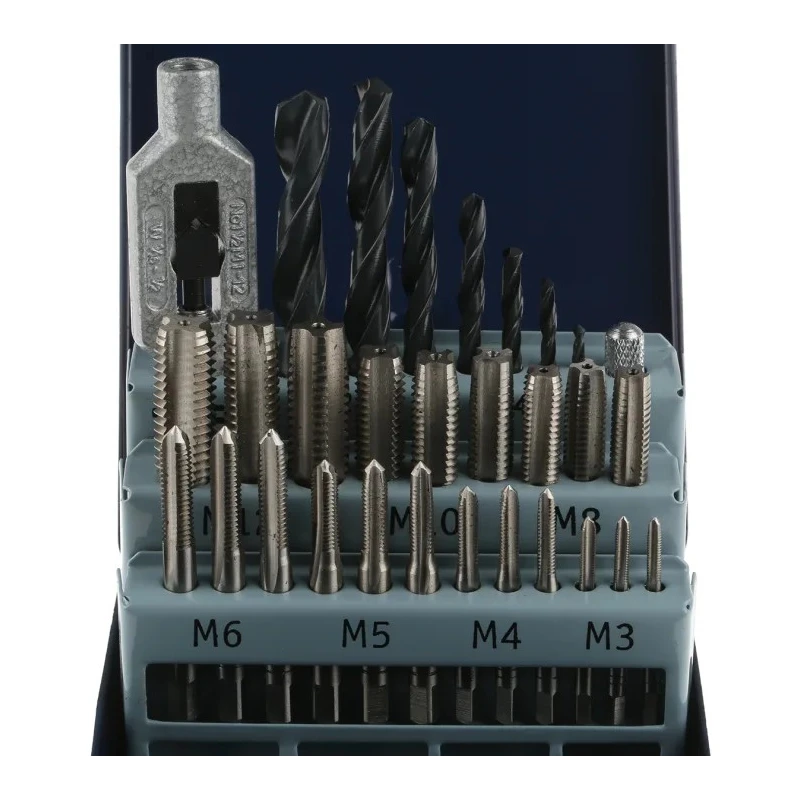 EVENTUS Tap & Drill Set, M12 Thread, High Speed Steel, 29 Pieces, DIN 352 Standard 10703