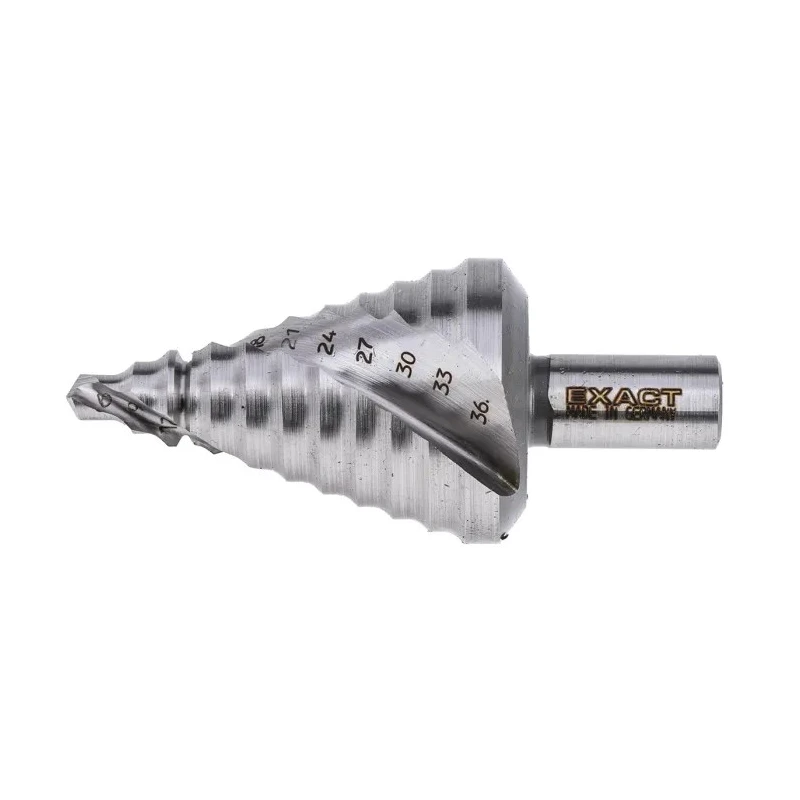 EXACT Specialist Aluminium Drill Bit, Step Spiral Flute, Multi-Diameter 6 to 36 mm, Bright Finish 07005