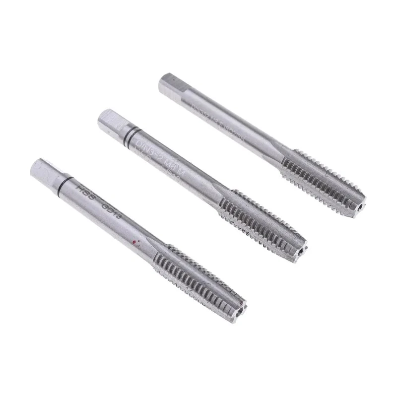 EVENTUS Tap Set, M8 Thread, High-Speed Steel Hand Tap Set, 3 Pieces, DIN 352, DIN 13, China 10020
