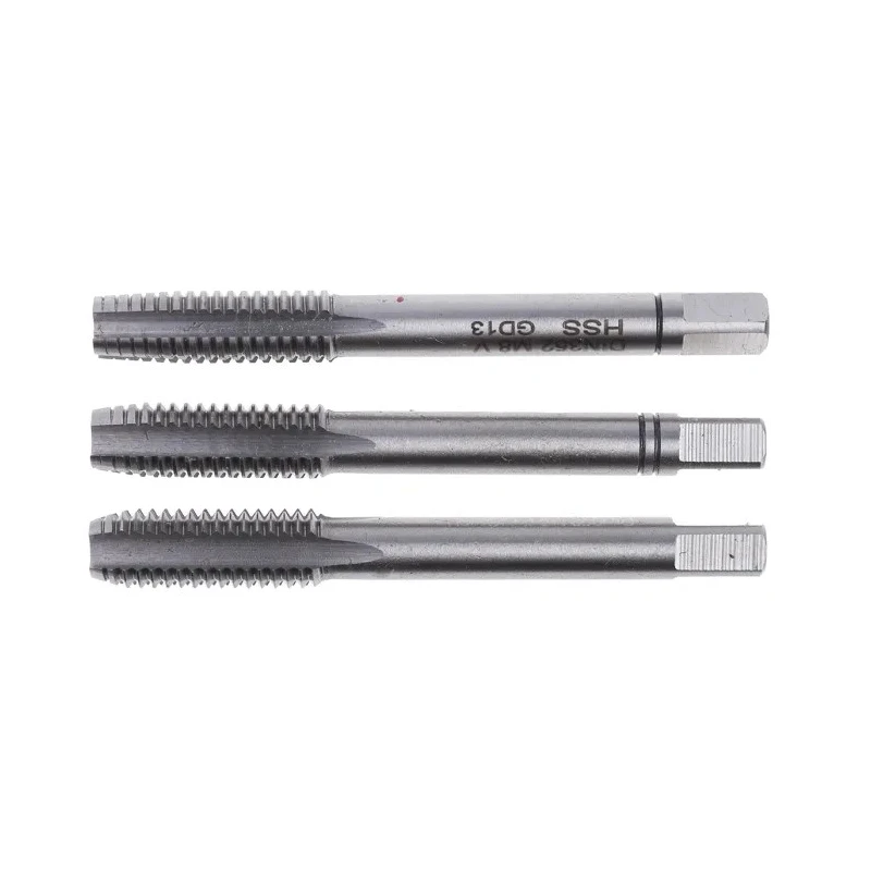 EVENTUS Tap Set, M8 Thread, High-Speed Steel Hand Tap Set, 3 Pieces, DIN 352, DIN 13, China 10020