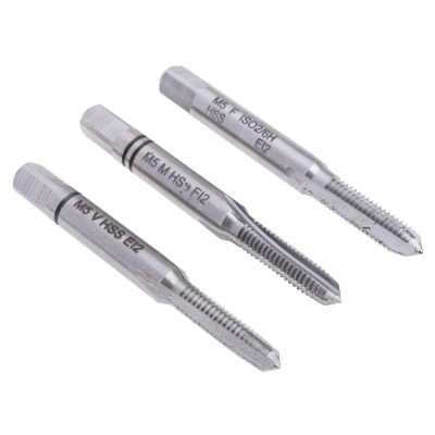 EVENTUS Tap Set M5 Thread Hand Tap HSS Material 3 Pieces 50mm Overall Length 6mm Shank Diameter 10012
