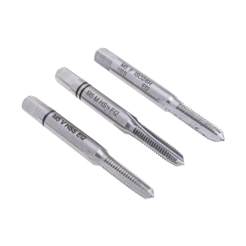 EVENTUS Tap Set M5 Thread Hand Tap HSS Material 3 Pieces 50mm Overall Length 6mm Shank Diameter 10012