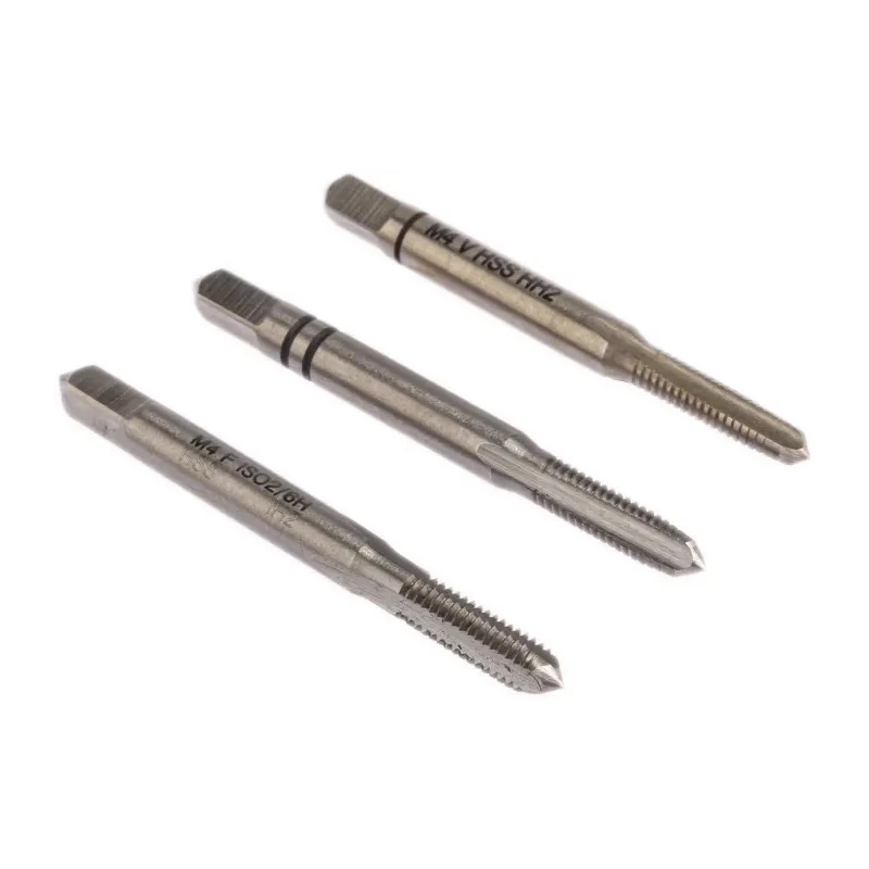 EVENTUS Tap Set M4 Thread, High Speed Steel, 3 Pieces, 45mm Length, DIN 352, China 10008