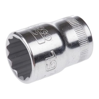 Bahco 1/2 in Drive 19 mm 12 Point Square Socket Polished Alloy Steel 38mm Overall Length 7800DM-19