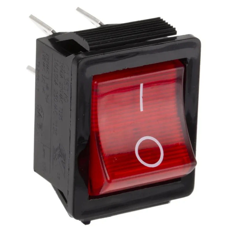 Arcolectric (Bulgin) Ltd Illuminated DPST On-Off Rocker Switch Panel Aluminium Housing, Red Actuator C1353VQNAM