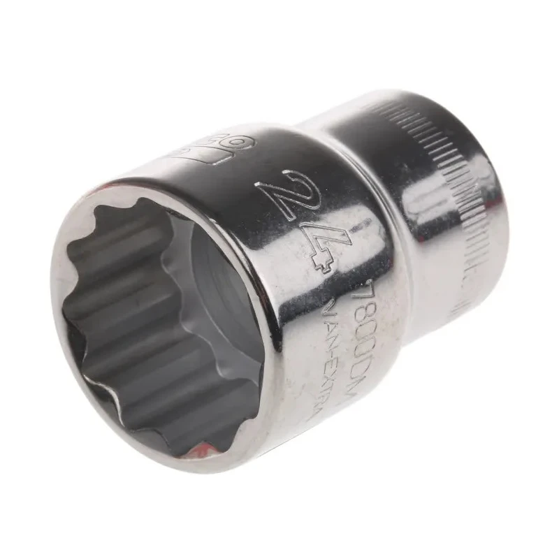 Bahco 1/2 in Drive 24 mm 12 Point Square Socket, Polished Alloy Steel, 41mm Overall Length 7800DM-24