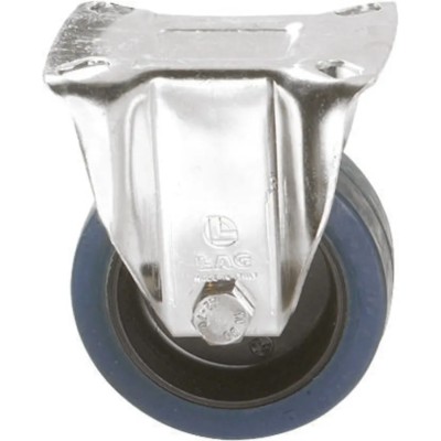LAG Fixed Castor, Stainless Steel Frame, Rubber Wheel 125 mm Diameter, 180 kg Capacity 31328B