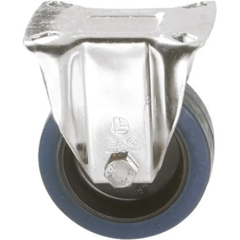 LAG Fixed Castor, Stainless Steel Frame, Rubber Wheel 125 mm Diameter, 180 kg Capacity 31328B