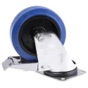 LAG Braked Swivel Castor, 180 kg Load Capacity, 125 mm Rubber Wheel, Stainless Steel Frame 31128BFR