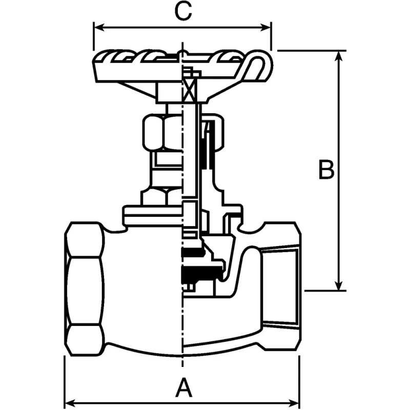 Pegler Yorkshire Bronze Globe Valve 3/4 Inch Threaded Female Port Cast Iron Handle Maximum Operating Pressure 32 bar 110008