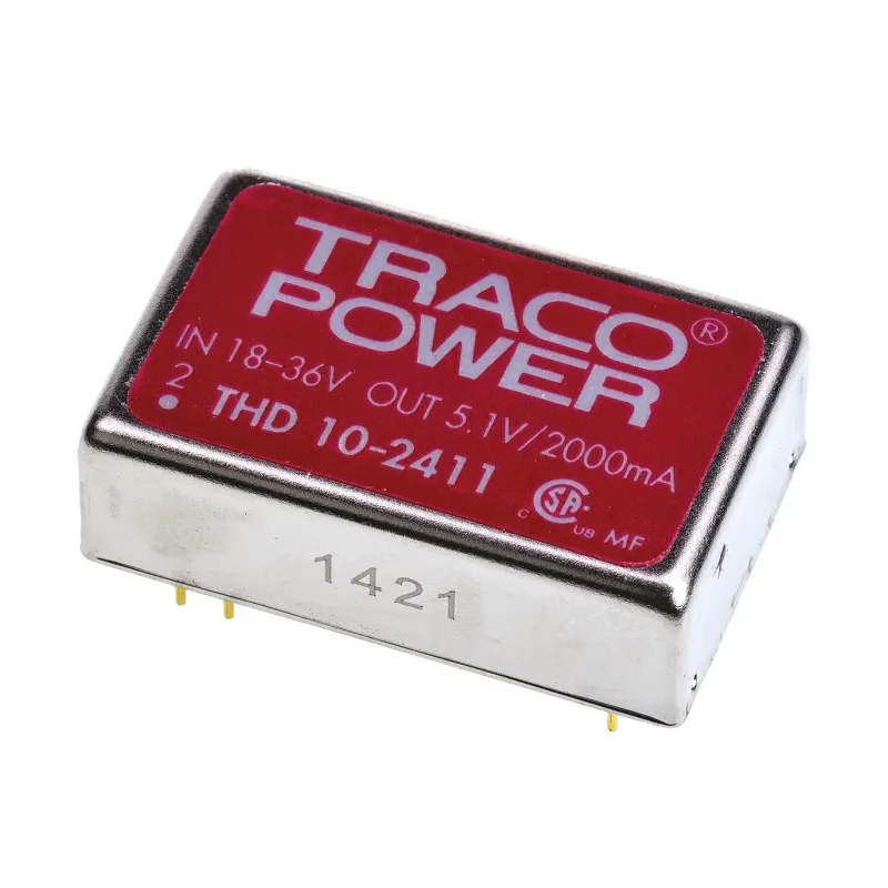 TRACOPOWER 10W Regulated Isolated DC-DC Converter 5.1V Output 2A 18-36V Input Through Hole DIP-24 THD 10-2411