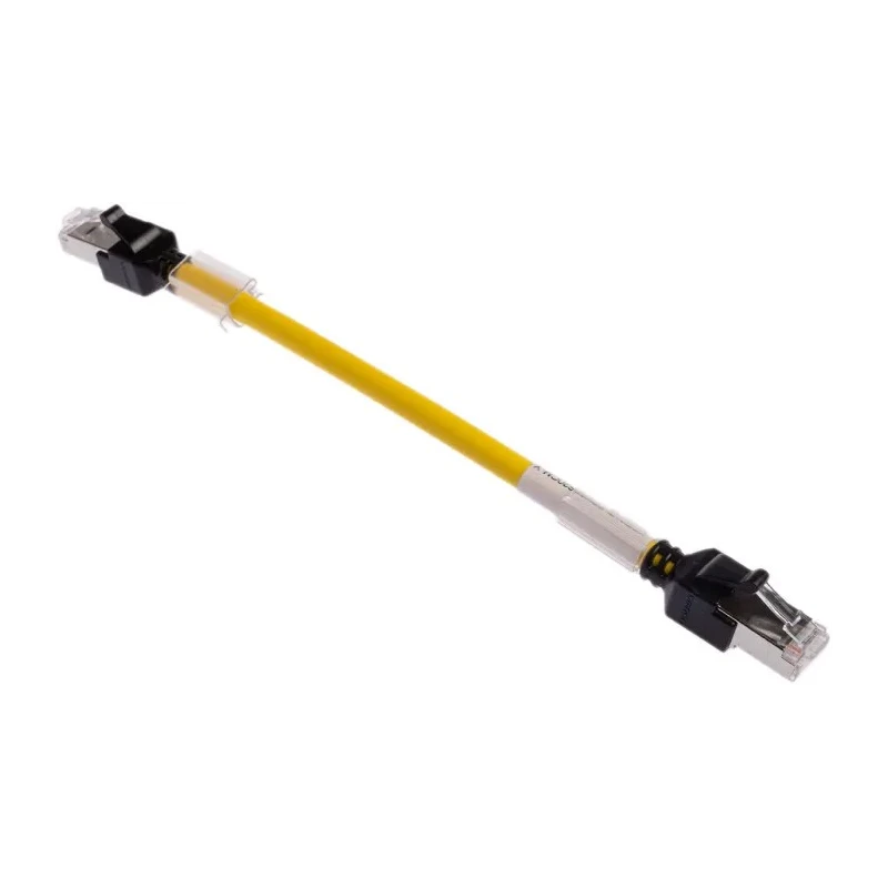 Omron XS6 Cat6a Shielded Screened Low Smoke Zero Halogen Ethernet Cable Yellow 200 mm 
