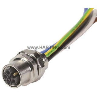 HARTING Circular Connector, 4 Contacts, Panel Mount, M12 Connector, Socket, Female, IP65 IP67, 63V, 12A, Zinc 21035962505