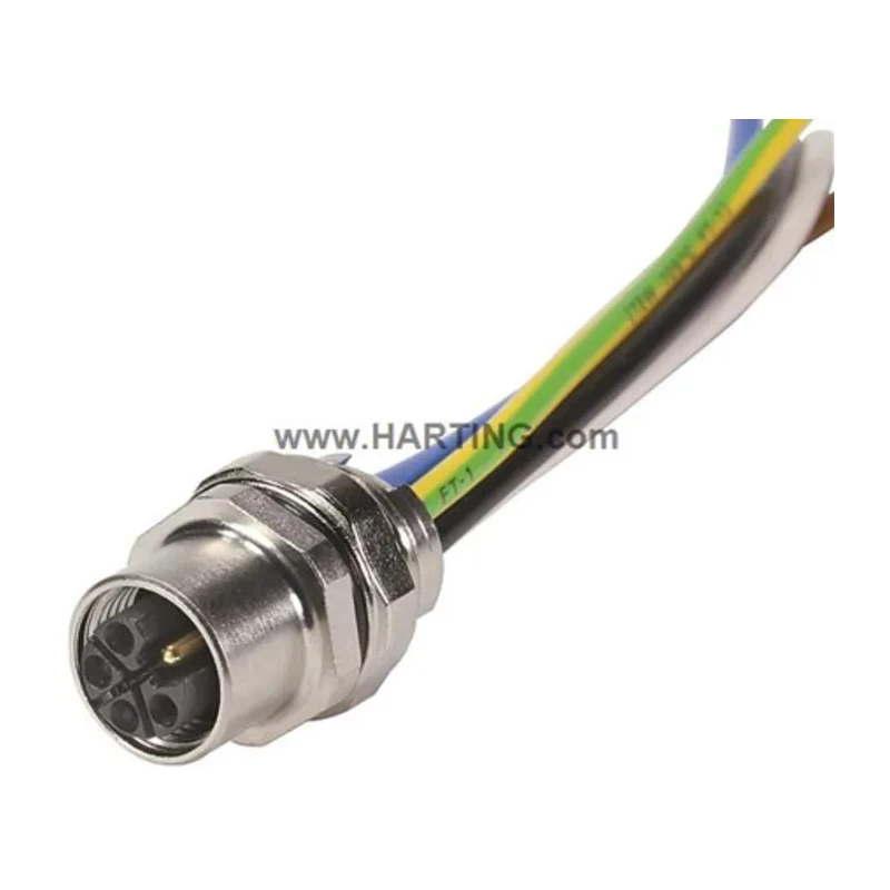 HARTING Circular Connector, 4 Contacts, Panel Mount, M12 Connector, Socket, Female, IP65 IP67, 63V, 12A, Zinc 21035962505