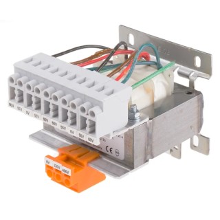 RS PRO 63 VA Single Phase DIN Rail Transformer, 230 to 400 V ac Primary, 4 x 0-55-60 V ac Secondary, IEC/BS/EN 123-5701