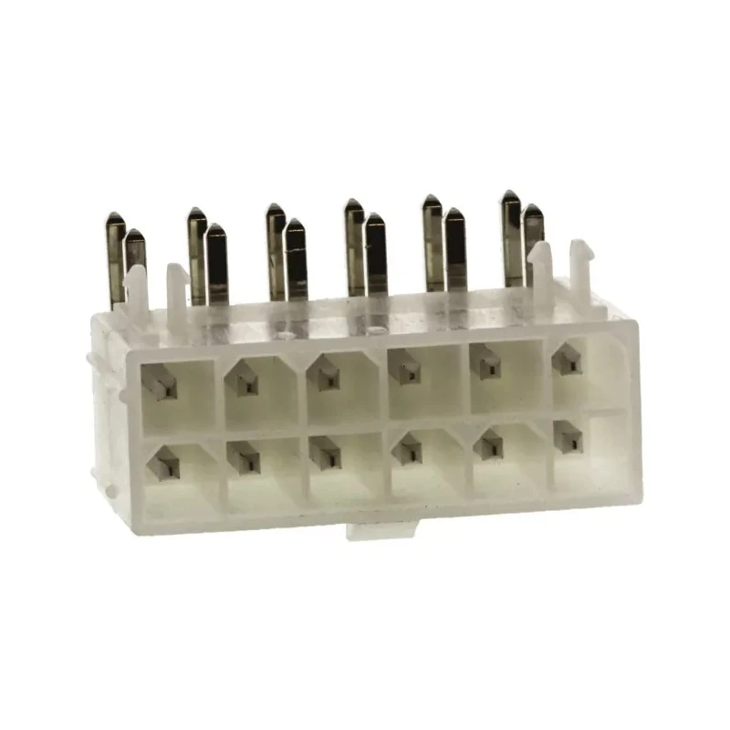 Molex Mini-Fit Jr Series Right Angle Through Hole Shrouded PCB Header, 12 Contacts, 4.2 mm Pitch, 2 Row, 600V, 6A 39-30-1120