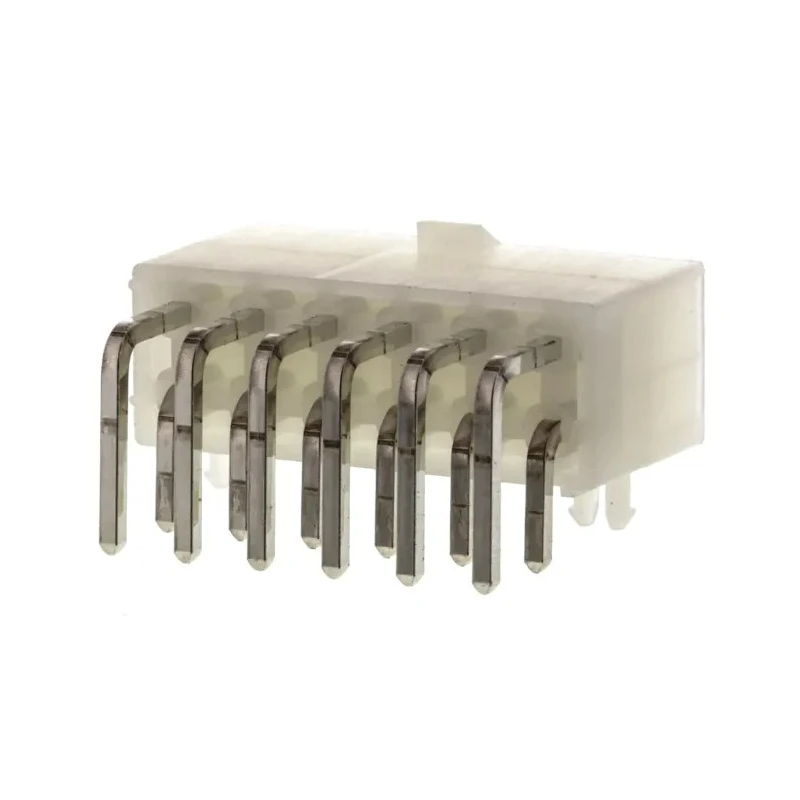 Molex Mini-Fit Jr Series Right Angle Through Hole Shrouded PCB Header, 12 Contacts, 4.2 mm Pitch, 2 Row, 600V, 6A 39-30-1120