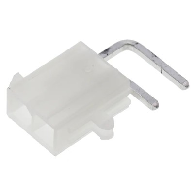 Molex Mini-Fit Jr Series Right Angle Through Hole PCB Header, 2 Contacts, 4.2 mm Pitch, Shrouded, Nylon Housing 39-30-1020