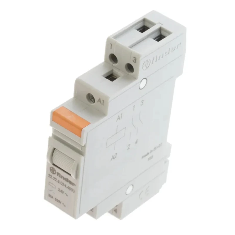 Finder DIN Rail Power Relay 24V AC Coil 20A Switching Current DPST 22.22.8.024.4000