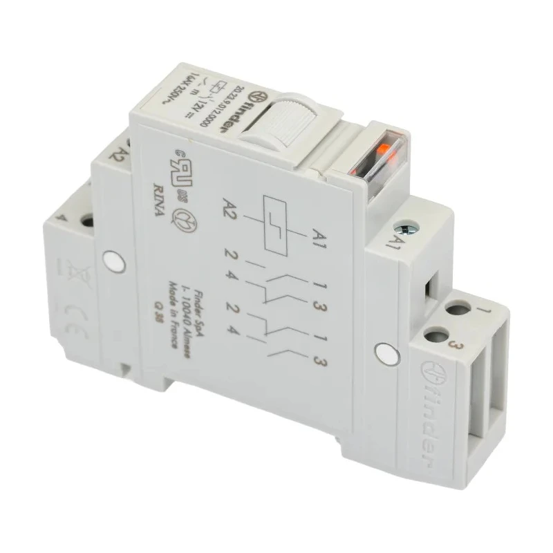Finder DIN Rail Modular Step Relay 12V DC Coil 16A Switching Current 20.23.9.012.0000