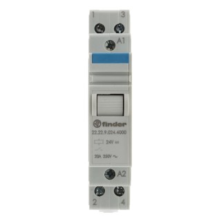 Finder DIN Rail Impulse Relay 24V DC Coil 20A Switching Current 2 NO Contacts Series 22 22.22.9.024.4000