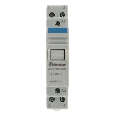 Finder DIN Rail Impulse Relay 24V DC Coil 20A Switching Current 2 NO Contacts Series 22 22.22.9.024.4000