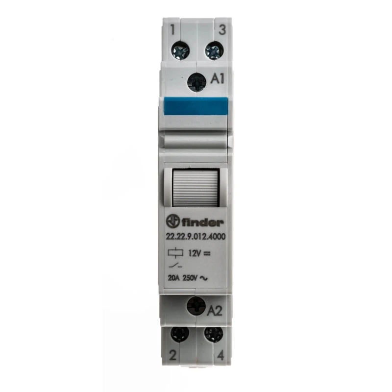 Finder DIN Rail Power Relay 12V dc Coil, 20A Switching Current, DPST Contact Configuration 22.22.9.012.4000