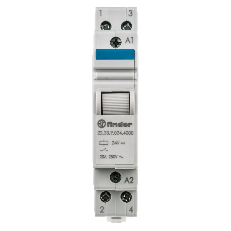 Finder DIN Rail Relay 24V DC Coil Voltage 20A Switching Current Silver Alloy Contacts 22.23.9.024.4000