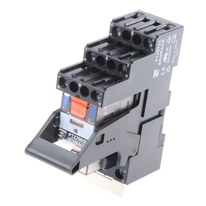 TE Connectivity DIN Rail Power Relay 12V dc Coil 12A Switching Current DPDT PT2L7LB2 8-1415534-7