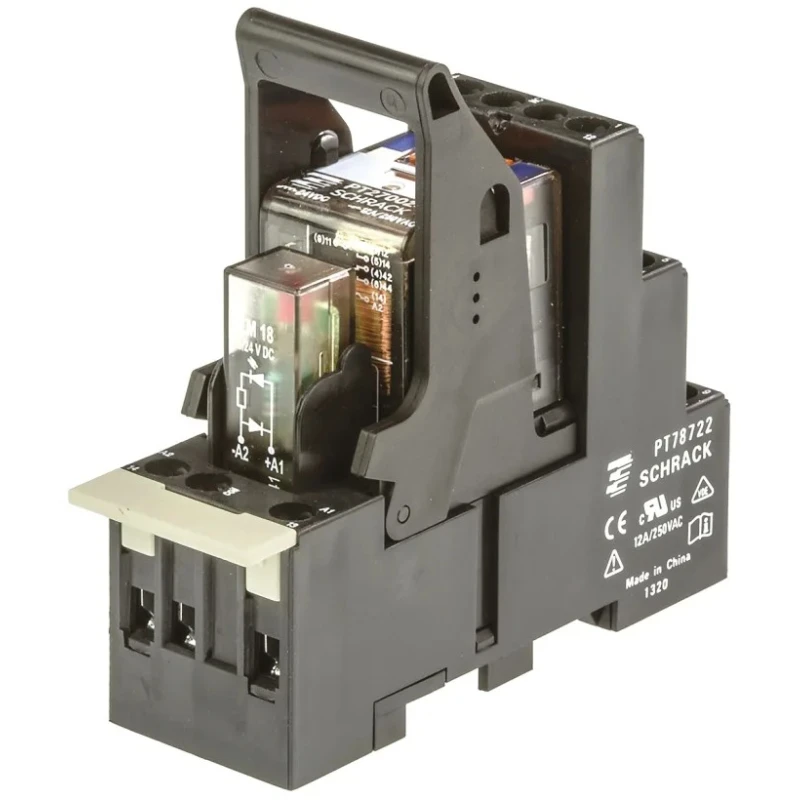 TE Connectivity DIN Rail Power Relay 24V dc Coil 12A Switching Current DPDT PT2L7LC4 8-1415534-9