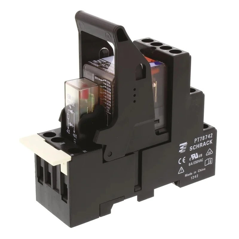 TE Connectivity DIN Rail Power Relay 24V dc Coil 6A Switching Current 4PDT PT5L7LC4 1415535-9