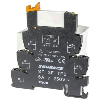 TE Connectivity SNR Series Electromechanical Interface Relay DIN Rail Mount 230V AC Coil 6A SPDT ST3P3TP0 3-1416100-4