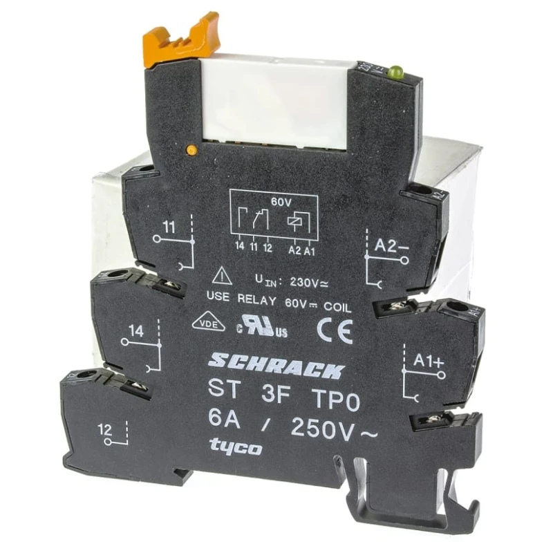 TE Connectivity SNR Series Electromechanical Interface Relay DIN Rail Mount 230V AC Coil 6A SPDT ST3P3TP0 3-1416100-4