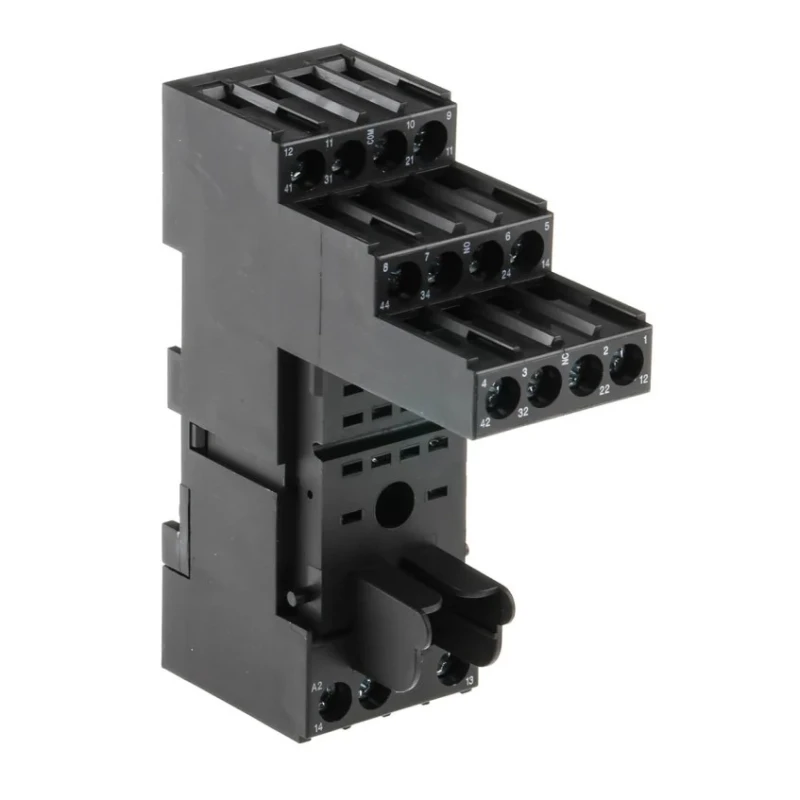 TE Connectivity 4 Way 240V AC DIN Rail Relay Socket for PT5 Series PT78742 1-1415526-1