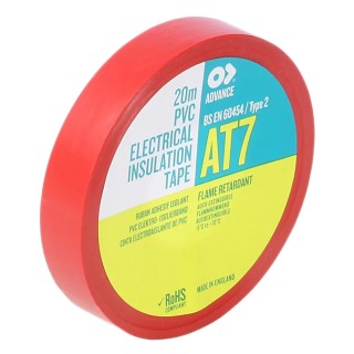 Advance Tapes Red Polyvinyl Chloride Electrical Tape 19mm Width x 20m Length AT7