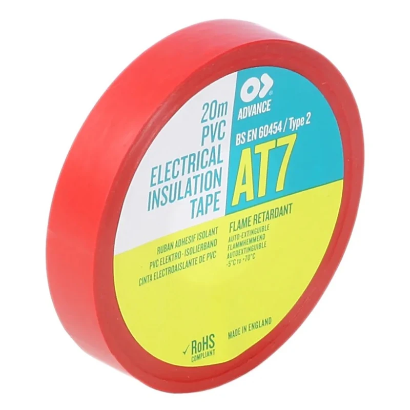 Advance Tapes Red Polyvinyl Chloride Electrical Tape 19mm Width x 20m Length AT7