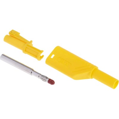 Hirschmann Test & Measurement Yellow Male Banana Plug, 4 mm Connector, Screw Termination, 1kV, 24A, Nickel Plating 934099103