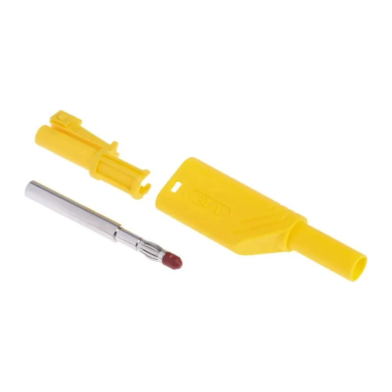 Hirschmann Test & Measurement Yellow Male Banana Plug, 4 mm Connector, Screw Termination, 1kV, 24A, Nickel Plating 934099103