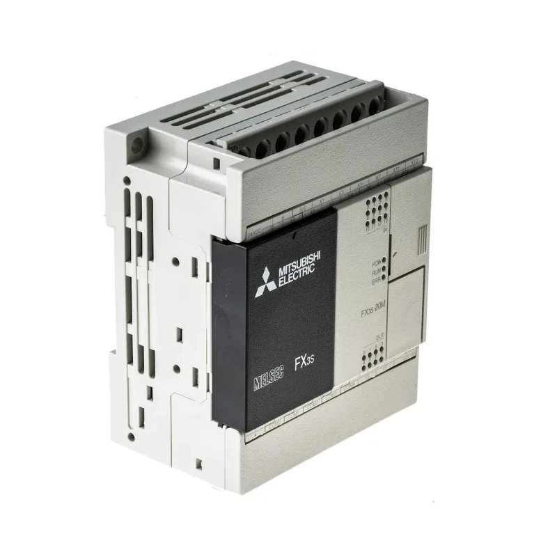 Mitsubishi Electric FX3S Series PLC CPU, 12-Input Sink Type, 8 Relay Outputs, 2A Output Current, DIN Rail Mount 