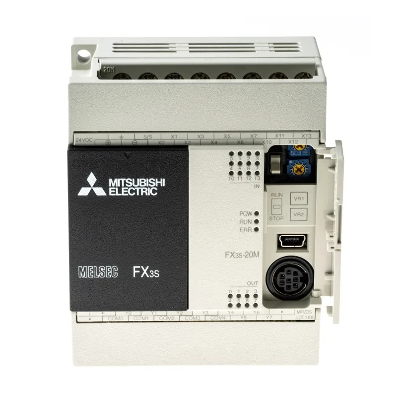 Mitsubishi Electric FX3S Series PLC CPU, 12-Input Sink Type, 8 Relay Outputs, 2A Output Current, DIN Rail Mount 