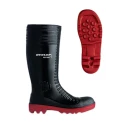 Dunlop Acifort Black, Red Polyvinyl Chloride Safety Boots with Stainless Steel Toe Cap, Steel Midsole, Slip A252931
