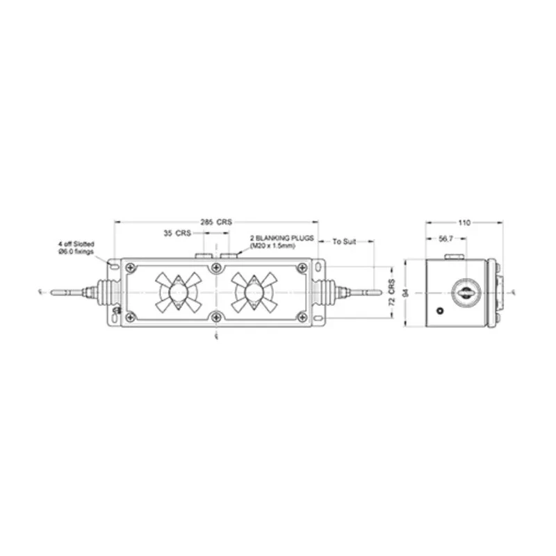 Craig & Derricott GWD Rope Pull Switch 285 mm, Straight Mounting, 2 NO/2 NC Contacts GWDE/RS