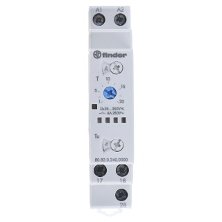 Finder 80 Series DIN Rail Timer Relay 2-Contact 24 V dc 24V ac 240 V ac Time 0.1 to 20 s 0.1 to 20 min 80.82.0.240.0000