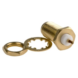 TE Connectivity SMA Series Coaxial Connector Panel Mount Female SMA 50Ω 18GHz Straight Body Solder 1-1478966-0