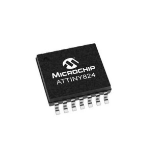 Microchip Microcontroller 8-bit AVR CPU, 20 MHz, 8 kB FLASH, 14-Pin TSSOP ATTINY824-XU
