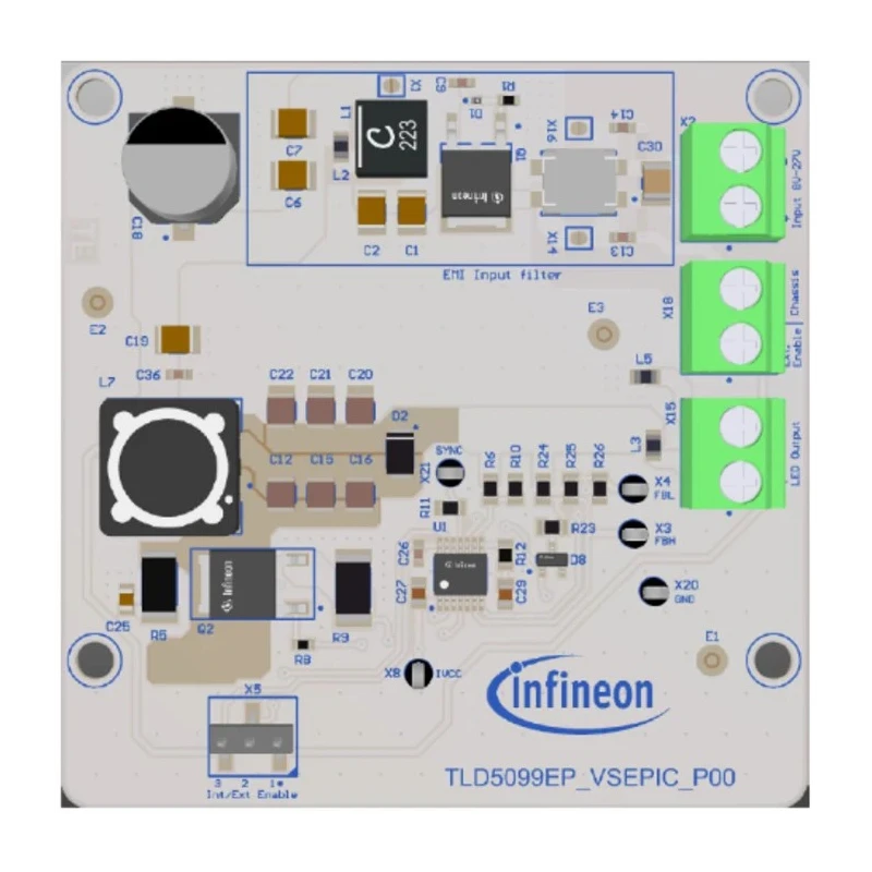 Infineon TLD5099EP-VSEPIC Evaluation Boost Controller Board for SEPIC Topology, 12W, Voltage-Mode TLD5099EPVSEPICEVALTOBO1