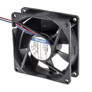 ebm-papst 8400 N Series Compact 12V DC Axial Fan, 45 m³/h Air Flow, 2050 RPM, 900 mW Power, IP68 80x80x25 mm 